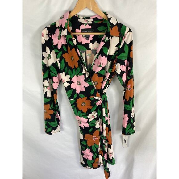 NWT Donna Morgan Long Sleeve Floral Wrap Dress Size 12 - Picture 4 of 7